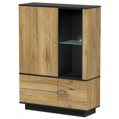 Шкаф Интерлиния Quartz QZ-ШК2 110*39,6*54,1 (с подсветкой) дуб нокс/черный купить в Минске