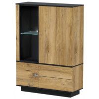 Шкаф Интерлиния Quartz QZ-ШК2 110*39,6*54,1 (с подсветкой) дуб нокс/черный купить в Минске