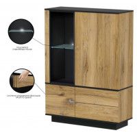 Шкаф Интерлиния Quartz QZ-ШК2 110*39,6*54,1 (с подсветкой) дуб нокс/черный купить в Минске