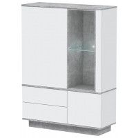 Шкаф Интерлиния Quartz QZ-ШК2 110*39,6*54,1 (с подсветкой) белый платинум / бетон