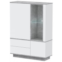 Шкаф Интерлиния Quartz QZ-ШК2 110*39,6*54,1 (с подсветкой) белый платинум / бетон