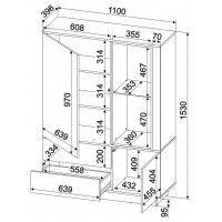 Шкаф Интерлиния Quartz QZ-ШК2 110*39,6*54,1 дуб нокс/черный купить в Минске