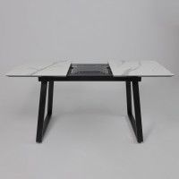 Стол AV 1208 HPL+МДФ 1200 (1600)*800 мрамор белый/черный купить в Минске Стол AV 1208 HPL+МДФ 1200 (1600)*800 мрамор белый/черный купить в Минске