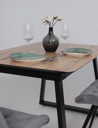 Стол AV 1208 HPL+МДФ 1200 (1600)*800 Дуб Вотан/черный купить в Минске