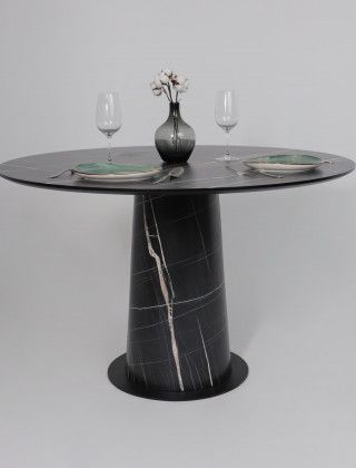 Стол AV 1317 HPL+МДФ 1200*1200 Черный тунис/черный купить в Минске