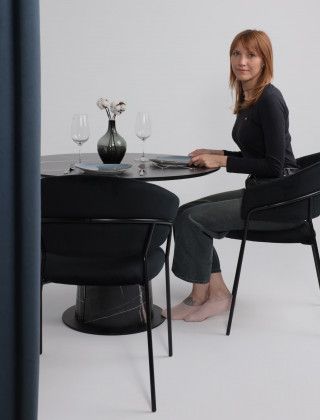 Стол AV 1317 HPL+МДФ 1000*1000 черный тунис/черный купить в Минске