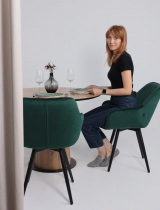 Стол AV 1317 HPL+МДФ 1000*1000 Дуб Вотан/черный купить в Минске