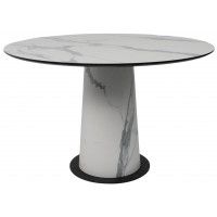 Стол AV 1317 HPL+МДФ 1200*1200 Мрамор белый/черный