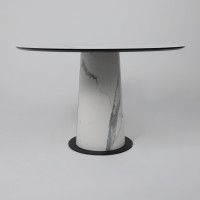 Стол AV 1317 HPL+МДФ 1200*1200 Мрамор белый/черный купить в Минске