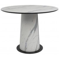 Стол AV 1317 HPL+МДФ 1000*1000 мрамор белый/черный