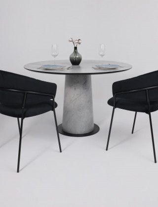 Стол AV 1317 HPL+МДФ 1200*1200 мрамор Марквина синий/черный купить в Минске