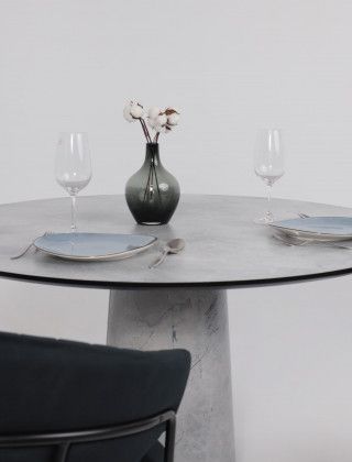 Стол AV 1317 HPL+МДФ 1200*1200 мрамор Марквина синий/черный купить в Минске