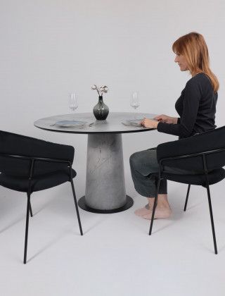 Стол AV 1317 HPL+МДФ 1200*1200 мрамор Марквина синий/черный купить в Минске