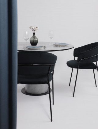 Стол AV 1317 HPL+МДФ 1200*1200 мрамор Марквина синий/черный купить в Минске