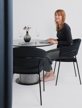 Стол AV 1317 HPL+МДФ 1000*1000 мрамор Марквина синий/черный купить в Минске