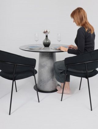 Стол AV 1317 HPL+МДФ 1000*1000 мрамор Марквина синий/черный купить в Минске