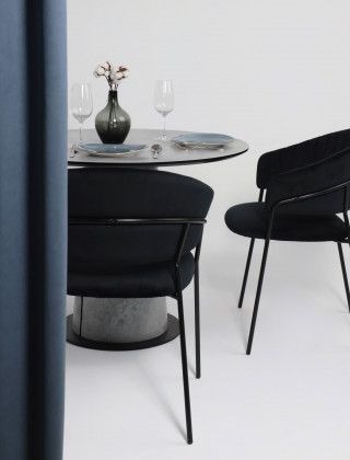 Стол AV 1317 HPL+МДФ 1000*1000 мрамор Марквина синий/черный купить в Минске