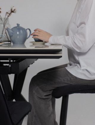 Стол раздвижной AV 2111 1200 (1800)*800 натуральный глянцевый GOLD JADE/черный купить в Минске