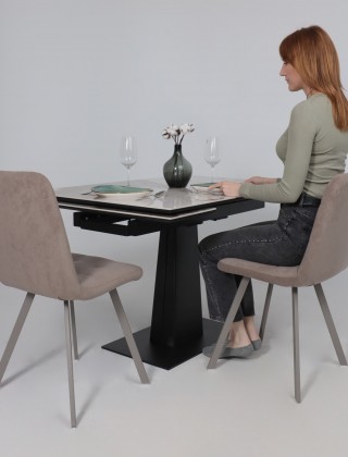 Стол раздвижной AV 2119 1200 (1800)*800 белый, глянцевый PANDORA/черный купить в Минске