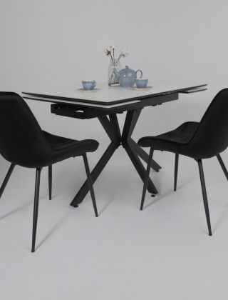 Стол раздвижной AV 2111 1200 (1800)*800 белый матовый SNOW WHITE/черный купить в Минске