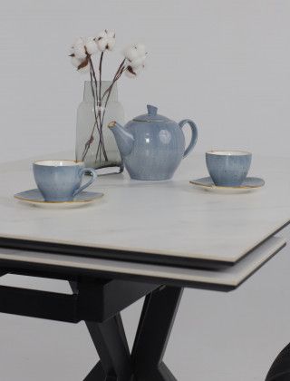 Стол раздвижной AV 2111 1200 (1800)*800 белый матовый SNOW WHITE/черный купить в Минске