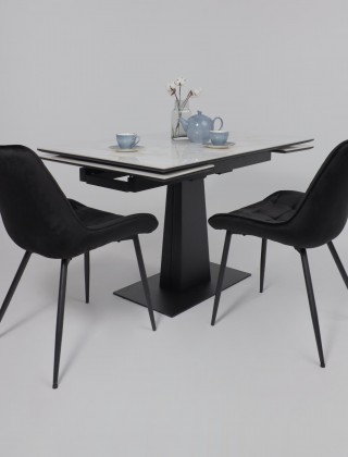 Стол раздвижной AV 2119 1200 (1800)*800 белый глянцевый CARLA LARKIN /черный купить в Минске