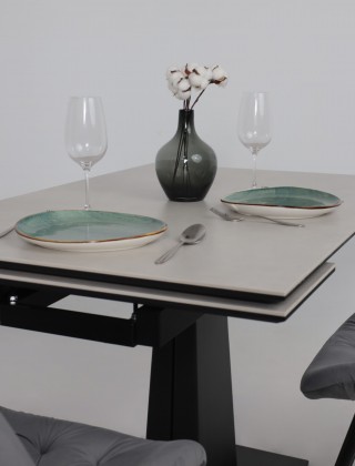 Стол раздвижной AV 2119 1200 (1800)*800 серый, матовый CARMEN LIDHT GREY/черный купить в Минске