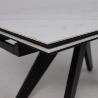 Стол раздвижной AV 2122 МДФ+керамика 1400 (2000)*850 белый, глянцевый CARLA LARKIN/черный купить в Минске Стол раздвижной AV 2122 МДФ+керамика 1400 (2000)*850 белый, глянцевый CARLA LARKIN/черный купить в Минске