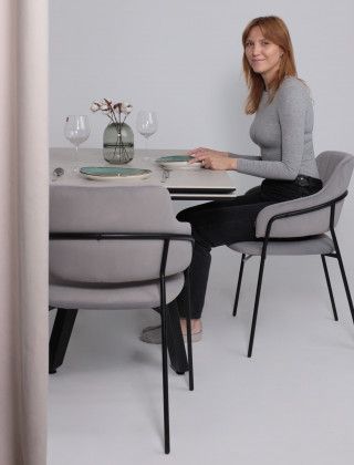 Стол раздвижной AV 2122 МДФ+керамика 1400 (2000)*850 серый, матовый CARMEN LIGHT GREY/черный купить в Минске