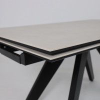 Стол раздвижной AV 2122 МДФ+керамика 1400 (2000)*850 серый, матовый CARMEN LIGHT GREY/черный купить в Минске