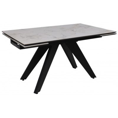 Стол раздвижной AV 2122 МДФ+керамика 1400 (2000)*850 натуральный, глянцевый GOLD JADE/черный