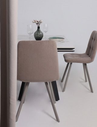 Стол раздвижной AV 2122 МДФ+керамика 1400 (2000)*850 натуральный, глянцевый GOLD JADE/черный купить в Минске