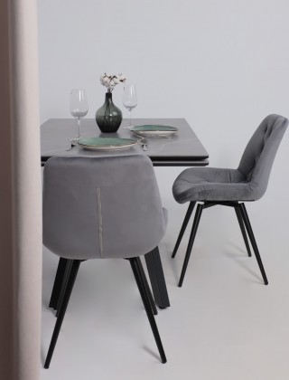Стол раздвижной AV 2122 МДФ+керамика 1400 (2000)*850 серый, матовый LARKA GREY/черный купить в Минске