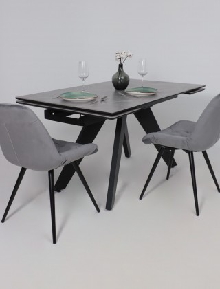 Стол раздвижной AV 2122 МДФ+керамика 1400 (2000)*850 серый, матовый LARKA GREY/черный купить в Минске