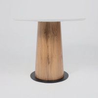 Стол AV 2317 МДФ+керамика 900*900 белый, глянцевый CARLA LARKIN/черный+HPL Дуб Вотан купить в Минске