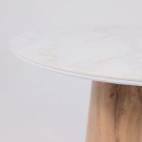 Стол AV 2317 МДФ+керамика 900*900 белый, глянцевый CARLA LARKIN/черный+HPL Дуб Вотан купить в Минске