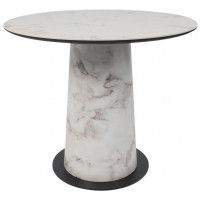 Стол AV 2317 МДФ+керамика 900*900 натуральный, глянцевый GOLD JADE/черный+HPL Виктори натуральный