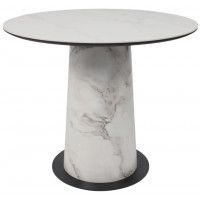 Стол AV 2317 МДФ+керамика 900*900 белый, матовый SNOW WHITE/черный+HPL Виктори натуральный