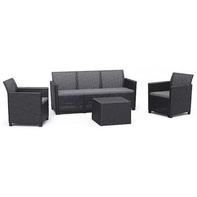 Комплект мебели Claire 3-seater Box Set (3х-местный диван, 2 кресла, столик) графит