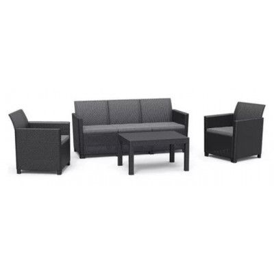 Комплект мебели Claire 3-seater Set (3х-местный диван, 2 кресла, столик) графит