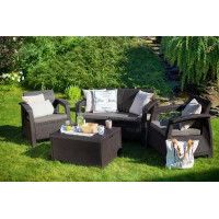 Набор уличной мебели Corfu BOX Set (диван двухместный, стол-сундук, 2 кресла) коричневый купить в Минске