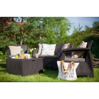 Набор уличной мебели Corfu BOX Set (диван двухместный, стол-сундук, 2 кресла) коричневый купить в Минске