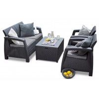 Набор уличной мебели Corfu II Box Set (диван двухместный, стол-сундук, 2 кресла) графит Набор уличной мебели Corfu II Box Set (диван двухместный, стол-сундук, 2 кресла) графит