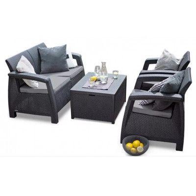 Набор уличной мебели Corfu II Box Set (диван двухместный, стол-сундук, 2 кресла) графит купить в Минске