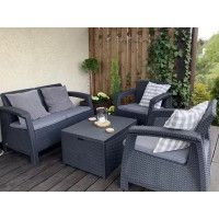 Набор уличной мебели Corfu II Box Set (диван двухместный, стол-сундук, 2 кресла) графит купить в Минске