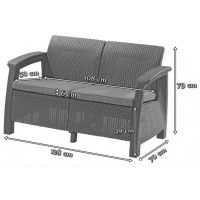 Скамья двухместная CORFU II LOVE SEAT графит купить в Минске