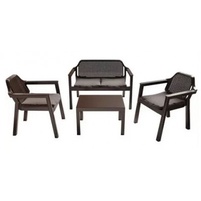 Набор садовой мебели Easy Comfort (диван, 2 кресла, стол) коричневый купить в Минске