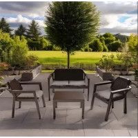 Набор садовой мебели Easy Comfort (диван, 2 кресла, стол) коричневый купить в Минске