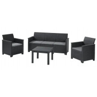 Набор садовой мебели Elodie 3 seater (диван, 2 кресла, стол) графит