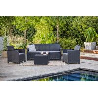 Набор садовой мебели Elodie 5 seater (трехместная скамья, стол, два кресла) графит Набор садовой мебели Elodie 5 seater (трехместная скамья, стол, два кресла) графит